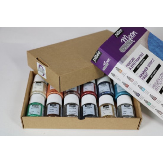 Pebeo Fantasy Moon Set 12 x 20ml  Hammer Effect Pearlescent Craft Paint Set 757441